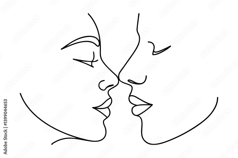 Continuous Line Drawing Of A Couple In Love Minimalist Art Style Faces Touching Romantic Design Expressing Connection And Affection Ideal For Valentines Day Continuous Line Drawing Of A Couple In Love Minimalist Art Style Faces Touching Romantic Design Expressing Connection And Affection Ideal For Valentines Day