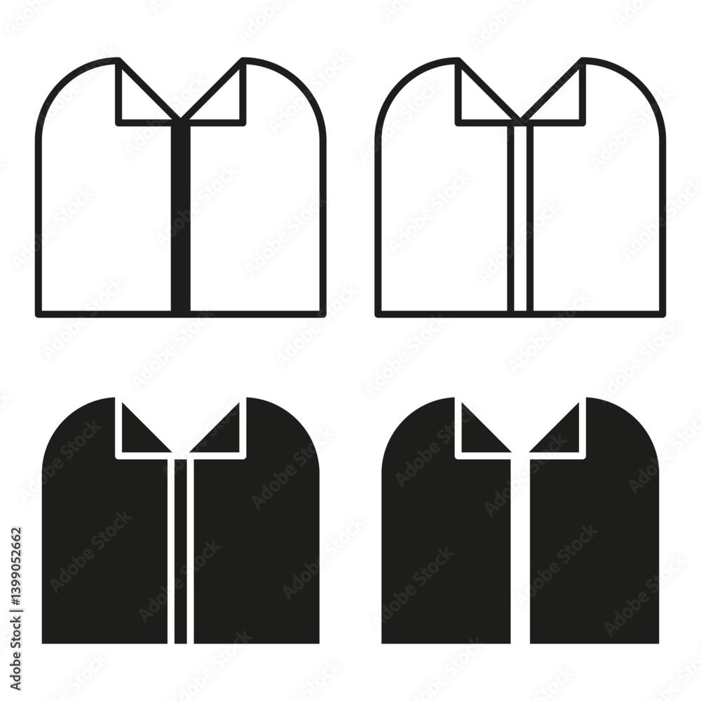 Shirt collar icon. Formal clothing shape. Fashion outfit vector. Minimal garment design.