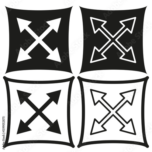 Obraz na płótnie Arrow expansion icon. Black directional symbol. Four way vector. Navigation simple design. w salonie