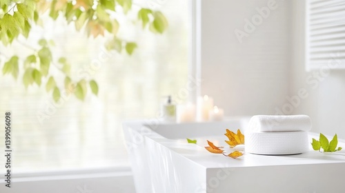 Obraz na płótnie Modern spa bathroom with autumnal decor w salonie