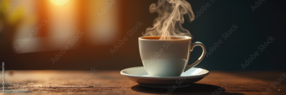 Coffee cup suspended in air with wispy smoke floating upwards , smoke, float Coffee cup suspended in air with wispy smoke floating upwards , smoke, float