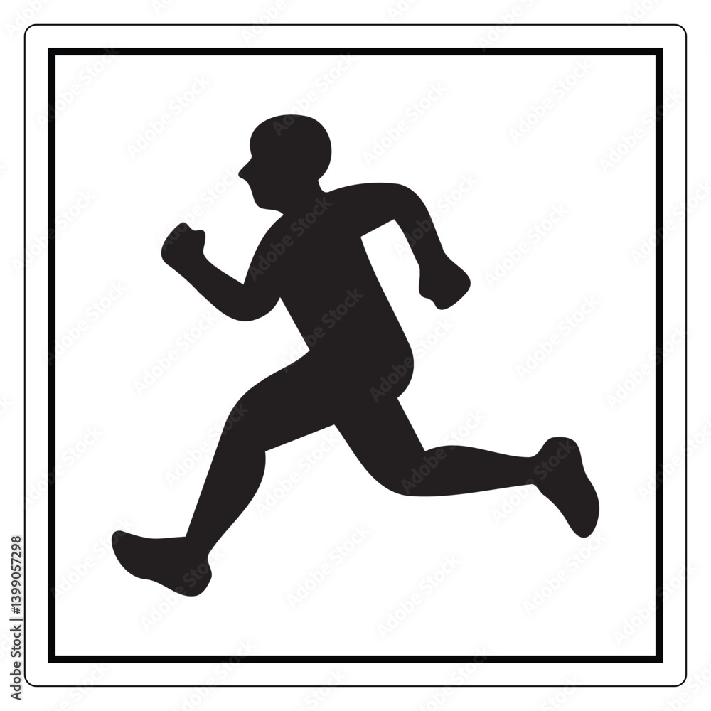 No Running, Warning Running On White Background No Running, Warning Running On White Background