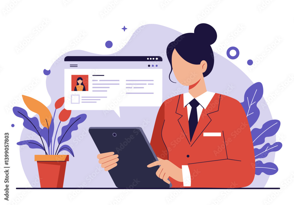 Professional Assistant with Tablet Working in Modern Office with Plants – Focused Productivity Concept for Remote Work, Tech or Business Content Professional Assistant with Tablet Working in Modern Office with Plants – Focused Productivity Concept for Remote Work, Tech or Business Content
