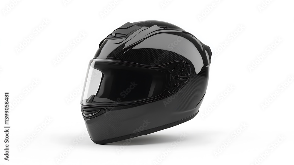 Fototapeta premium Sleek Black Motorcycle Helmet: A Symbol of Speed and Safety