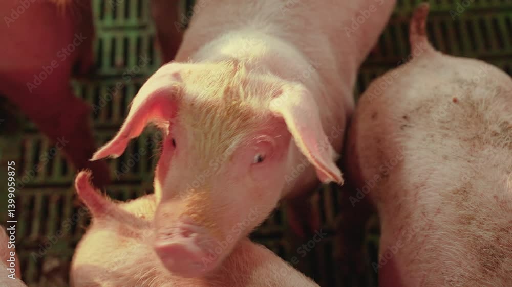 Close-up of a piglet in a breeding pen. Close-up of a piglet in a breeding pen.