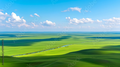 Wallpaper Mural Blue sky, white clouds and green prairie Torontodigital.ca