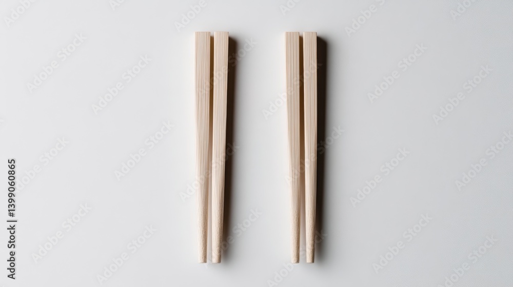 Pair of light beige wooden chopsticks