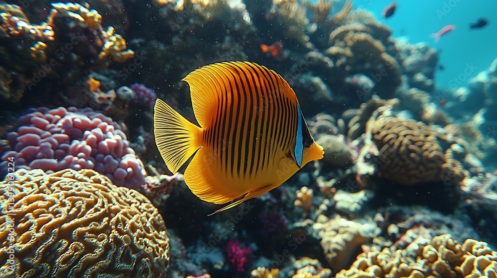 Naklejka premium Vibrant coral reef scene with fish