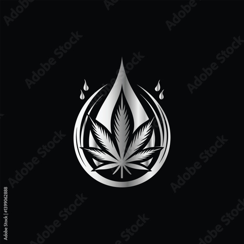 Cannabis leaf vector illustration design template. Marijuana leaf icon. Caduceus Caduceus Medical Emblem. Vector illustration.


