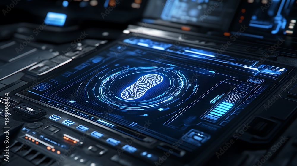 Futuristic Fingerprint Scanner Interface Futuristic Fingerprint Scanner Interface