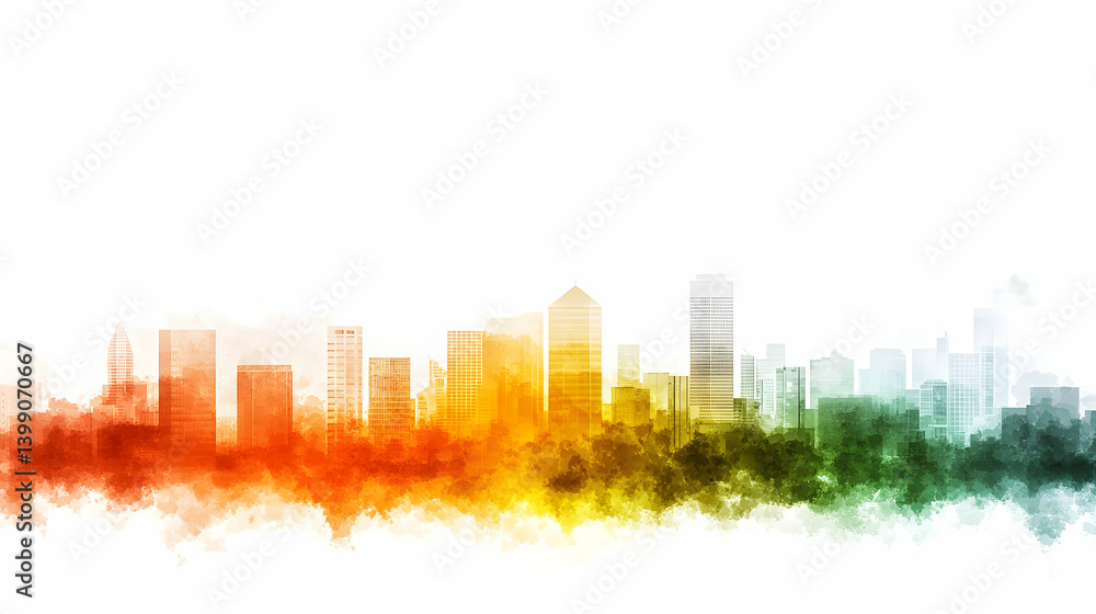 Fototapeta premium Colorful Abstract Cityscape Silhouette