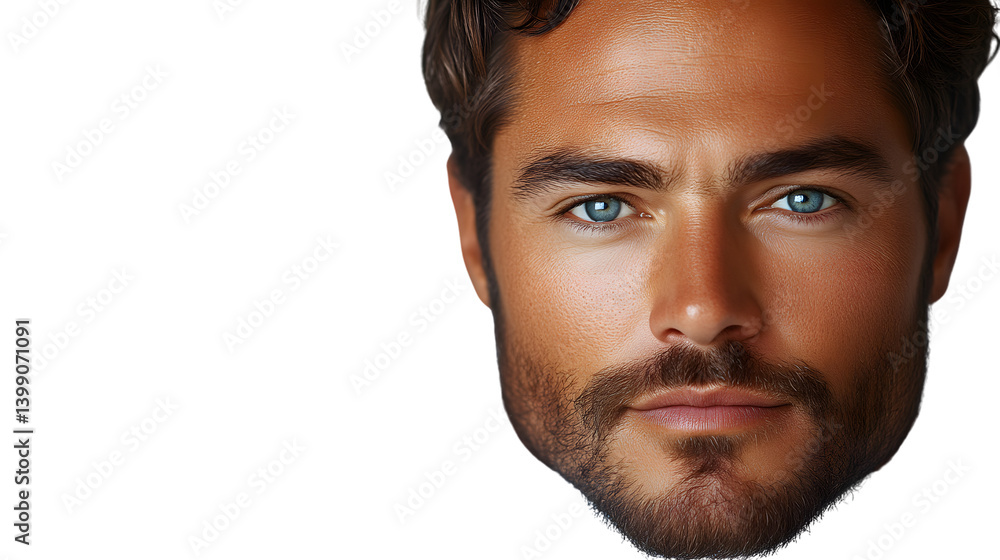 Obraz premium Closeup portrait of a man with blue eyes and a beard
