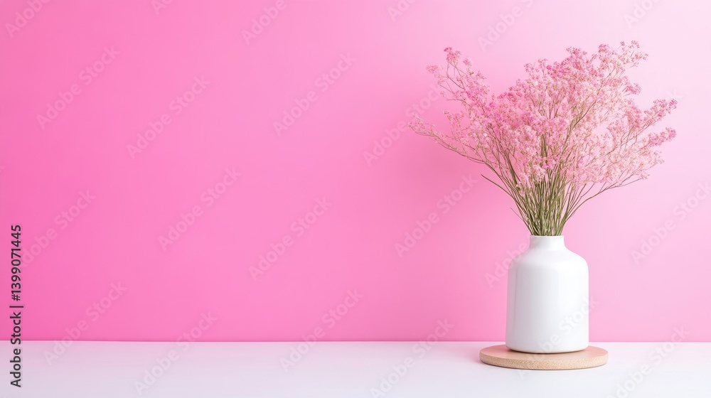 Pink flowers in a white vase