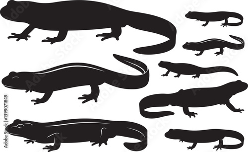 Eft Newt Silhouette – Minimal Vector Illustration on White Background