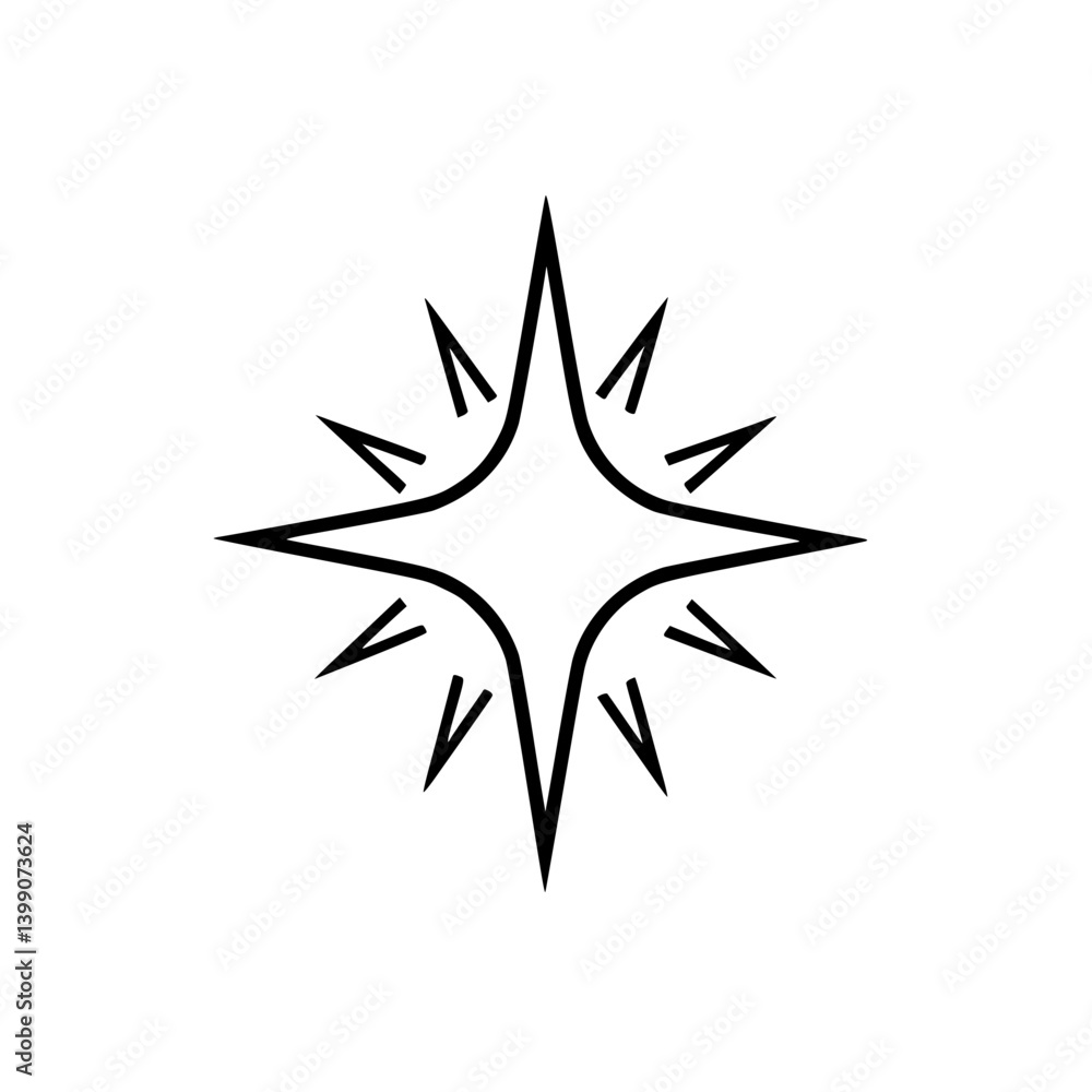Fototapeta premium Simple Starburst Icon in Black and White, Elegant Design