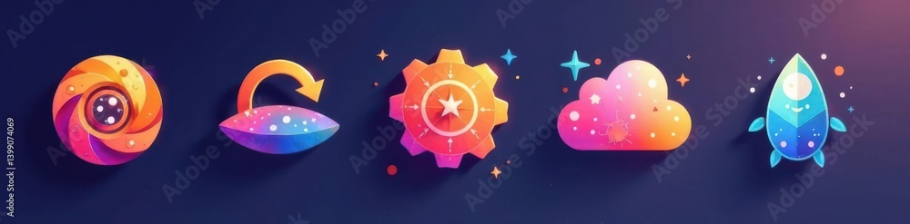 Fototapeta premium Flat colorful icons for website navigation, web design elements, online