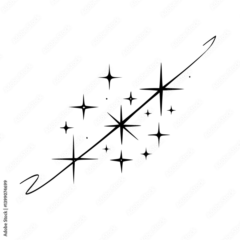 Celestial Sparkle: Retro Starburst Illustration in Black & White Celestial Sparkle: Retro Starburst Illustration in Black & White