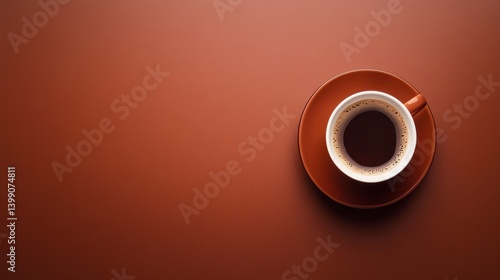 Single coffee cup on terracotta surface
