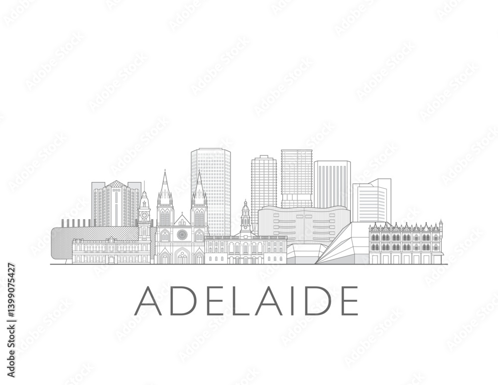 Adelaide, Australia cityscape illustration skyline drawing Adelaide, Australia cityscape illustration skyline drawing