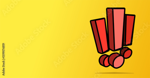 Exclamation mark illustration in cartoon style. Perfect for expressing attention, alerts, warnings, or communication symbols in presentations, websites, apps, comics, and educational materials.