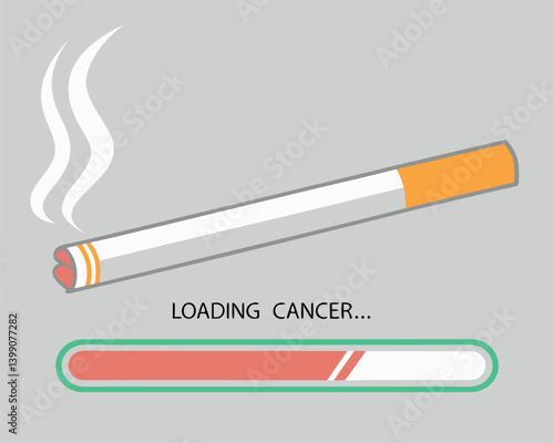 Smoking Loading Cancer Concept: Cigarette with Progress Bar Illustration.