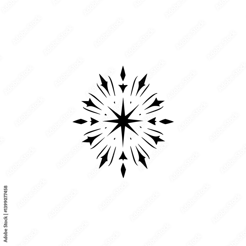 Abstract Black Starburst Design on White Background Abstract Black Starburst Design on White Background