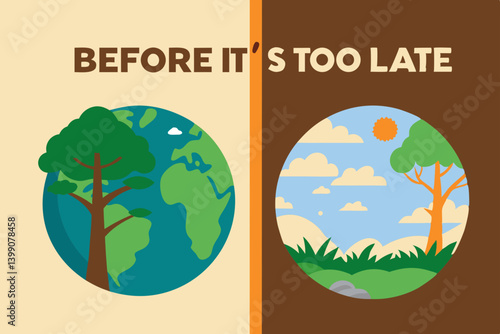Save the World Vector Design Earth Day Urgency for Action