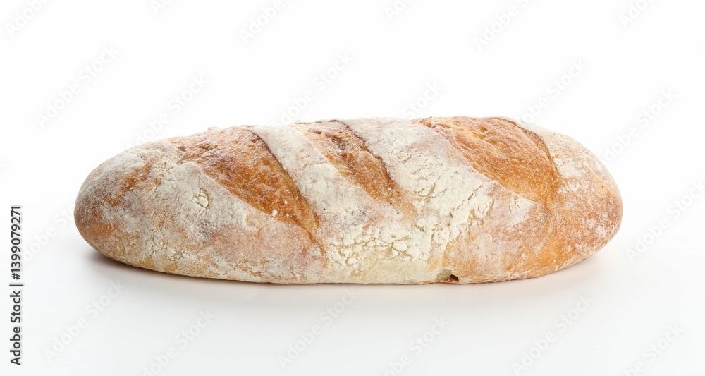 Whole loaf of freshly baked bread isolated on white Whole loaf of freshly baked bread isolated on white