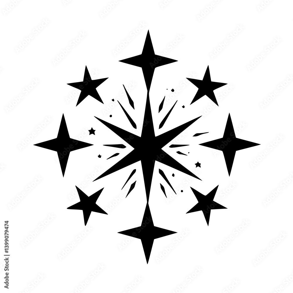 Obraz premium Black Starburst on White: Abstract Geometric Design
