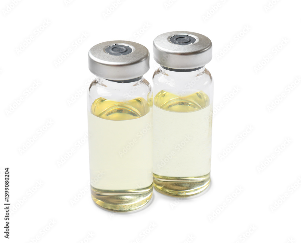Hepatitis vaccine in glass vials isolated on white Hepatitis vaccine in glass vials isolated on white