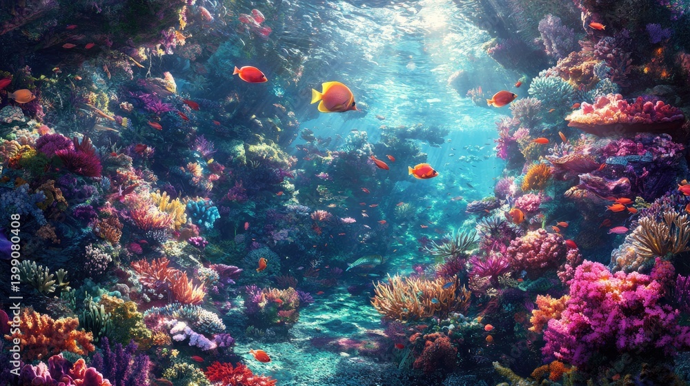 Naklejka premium Vibrant Coral Reef Underwater Paradise