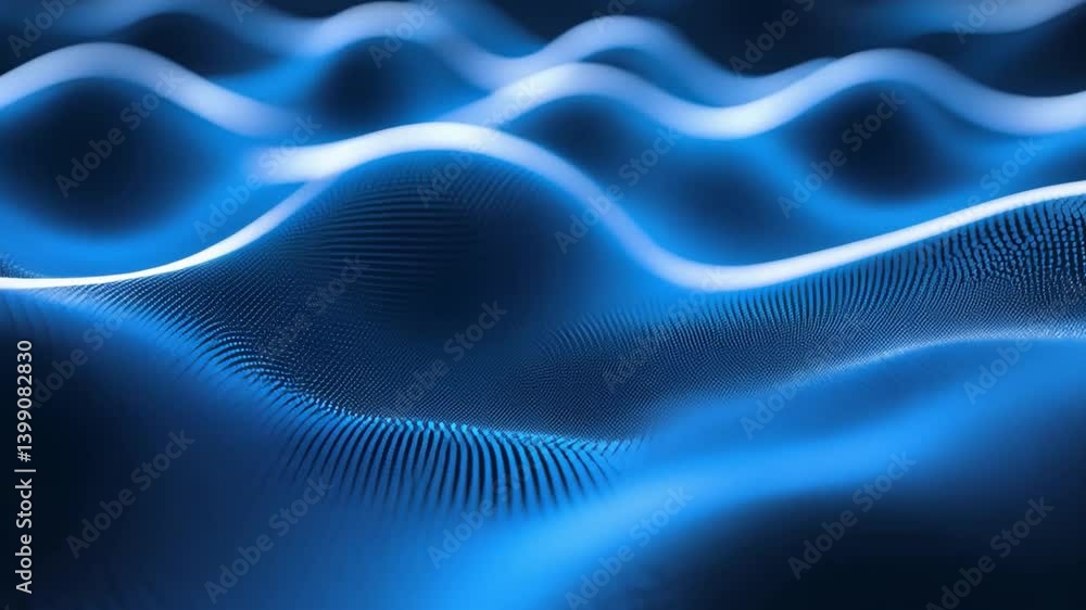 Mesmerizing abstract waves in vibrant blue tones showcase fluid depth and movement, with smooth curves and intricate patterns evoking tranquility in digital landscape. Mesmerizing abstract waves in vibrant blue tones showcase fluid depth and movement, with smooth curves and intricate patterns evoking tranquility in digital landscape.
