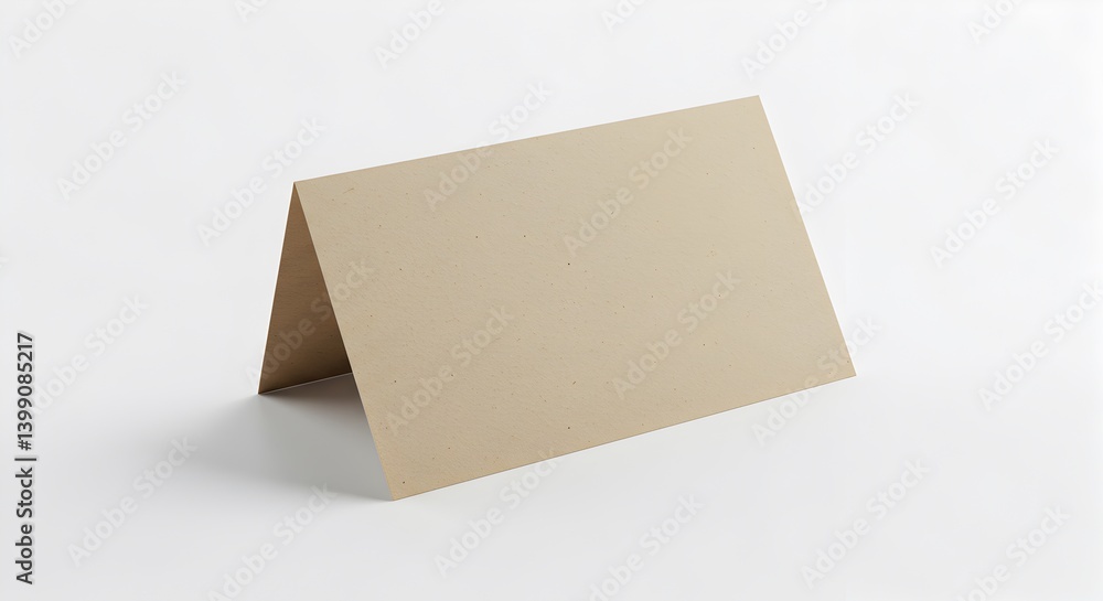 Brown recycled paper A frame card mockup on plain white surface background Brown recycled paper A frame card mockup on plain white surface background