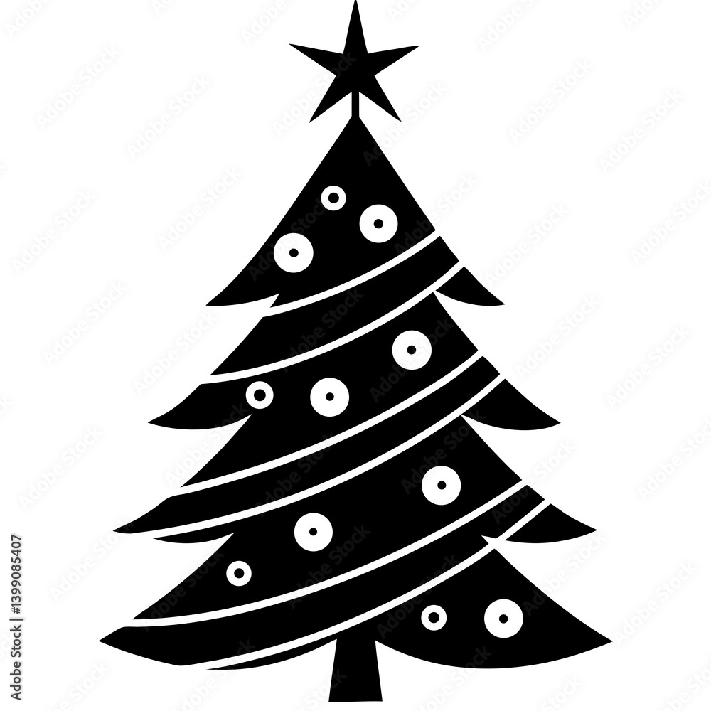 Obraz premium Create a minimalist, monochrome illustration of a Christmas tree