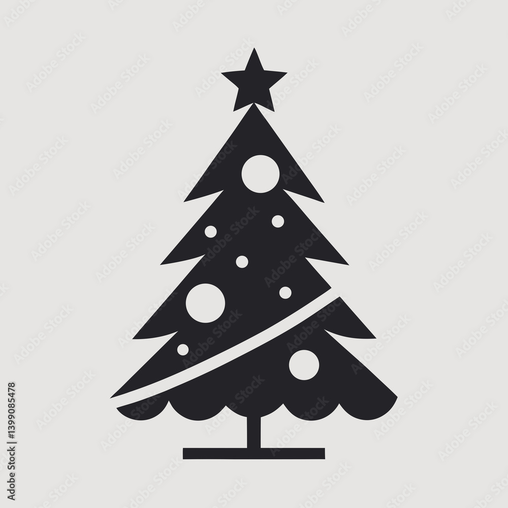 Create a minimalist, monochrome illustration of a Christmas tree Create a minimalist, monochrome illustration of a Christmas tree