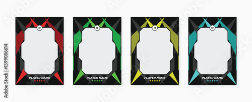 Set of player trading card template, Photo frame and border collection for soccer, hockey, volleyball, and basketball players, Sport flyer layout design, Template eps 10.