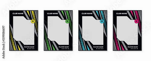 Set of player trading card template, Photo frame and border collection for soccer, hockey, volleyball, and basketball players, Sport flyer layout design, Template eps 10.