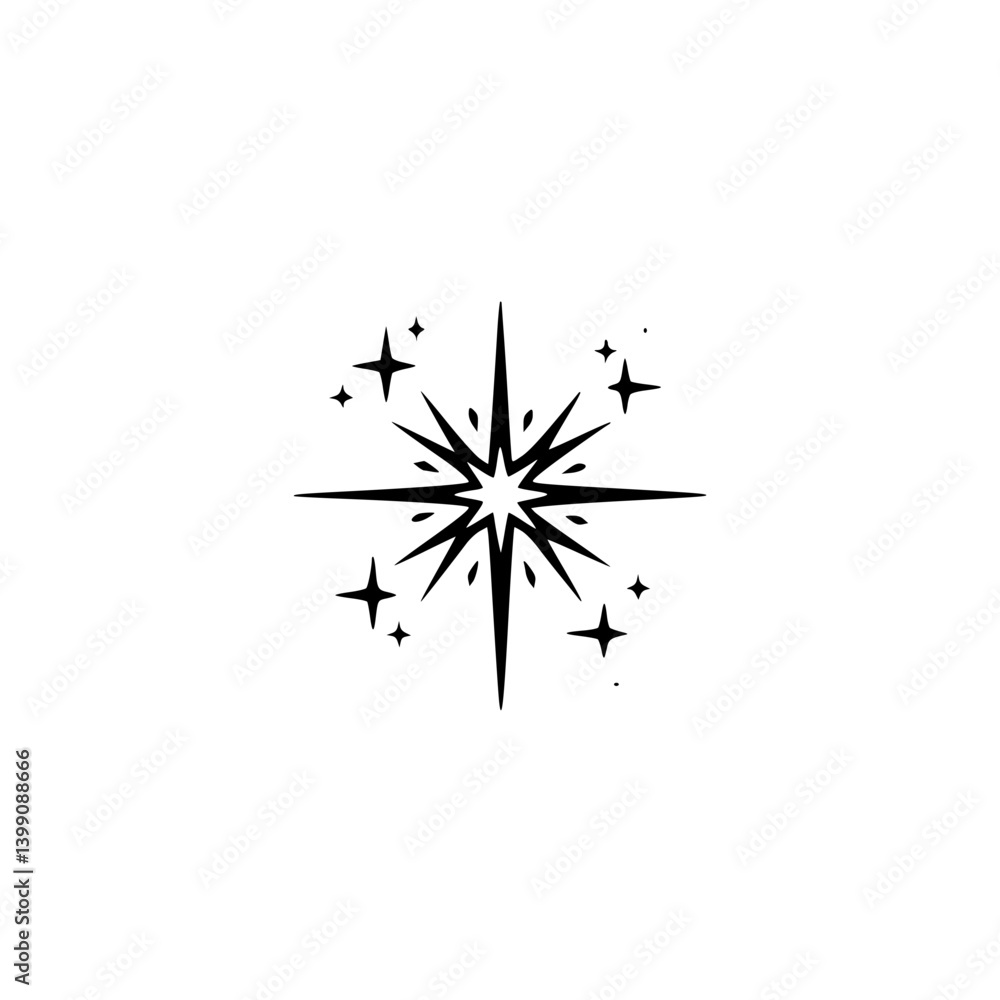 Fototapeta premium Elegant Black Starburst Icon on White Background