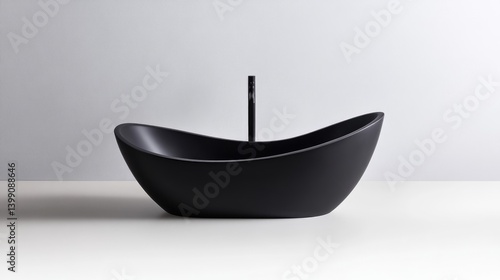 Obraz na płótnie Modern black matte bathroom sink. Sleek, minimalist design w salonie