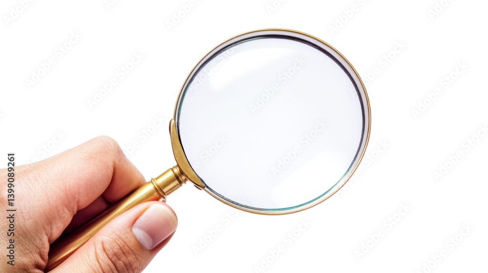 hand holding magnifying glass isolated on white background hand holding magnifying glass isolated on white background