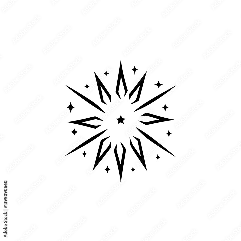 Geometric Starburst Logo: Minimalist Black and White Design Geometric Starburst Logo: Minimalist Black and White Design