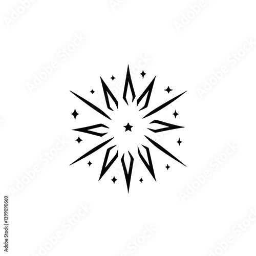Geometric Starburst Logo: Minimalist Black and White Design