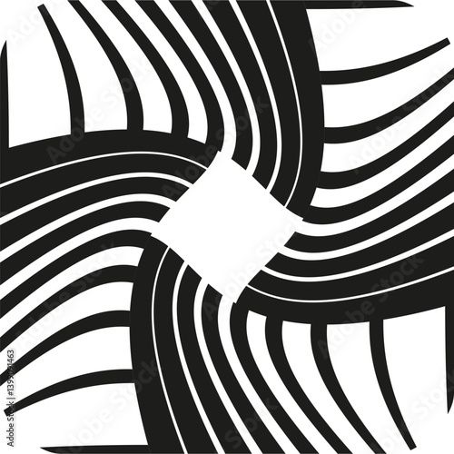 Obraz na płótnie Striped curve crossing. Bold abstract vector. Graphic rotation movement. Wavy sharp pattern. w salonie