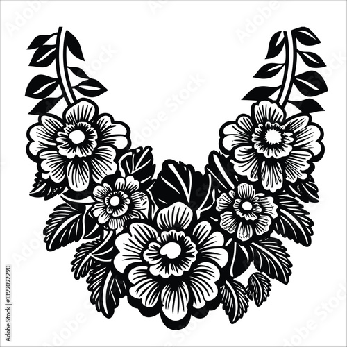 Dried Flower Wall Hanging Vector illustration of an abstract floral design with vintage flower and leaf elements