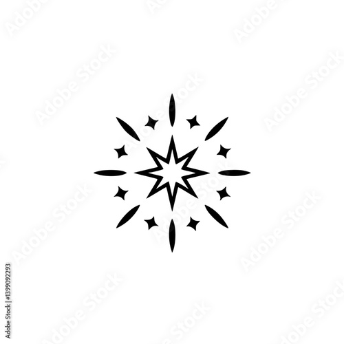 Simple Black Starburst Graphic on White Background