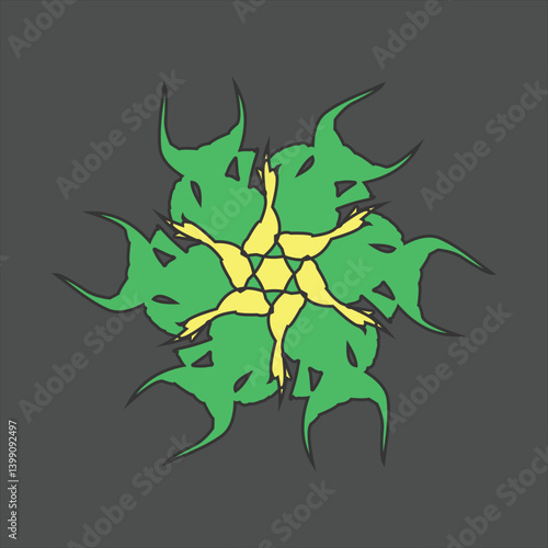 Abstract and fauna ceramic motif design with colorful colors on a gray background