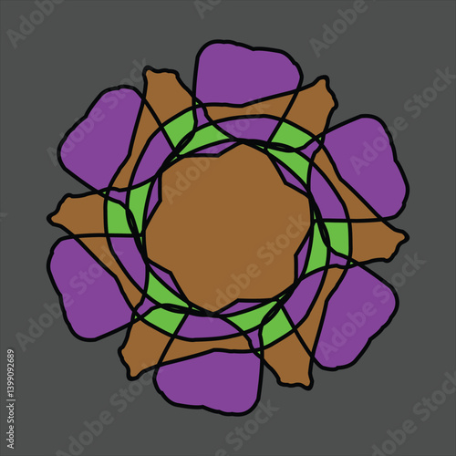 Abstract and fauna ceramic motif design with colorful colors on a gray background