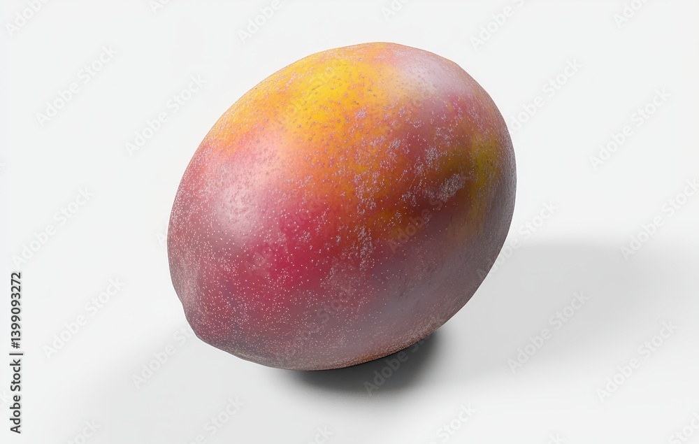 Realistic mango fruit on a white background showcasing vibrant colors and natural texture, ideal for food-related design projects and culinary presentations Realistic mango fruit on a white background showcasing vibrant colors and natural texture, ideal for food-related design projects and culinary presentations
