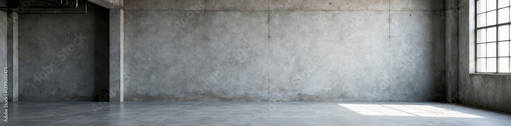 Modern industrial space with grey concrete wall and metal structure, industrial space, metal Modern industrial space with grey concrete wall and metal structure, industrial space, metal