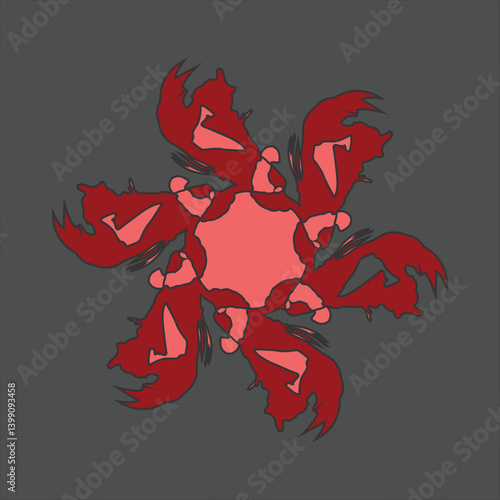 Abstract and fauna ceramic motif design with colorful colors on a gray background